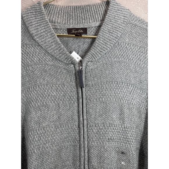 Tasso Elba Sweater Mens Gray Full Zip Lightweight Preppy Cardigan Casual Size XL - Picture 3 of 4